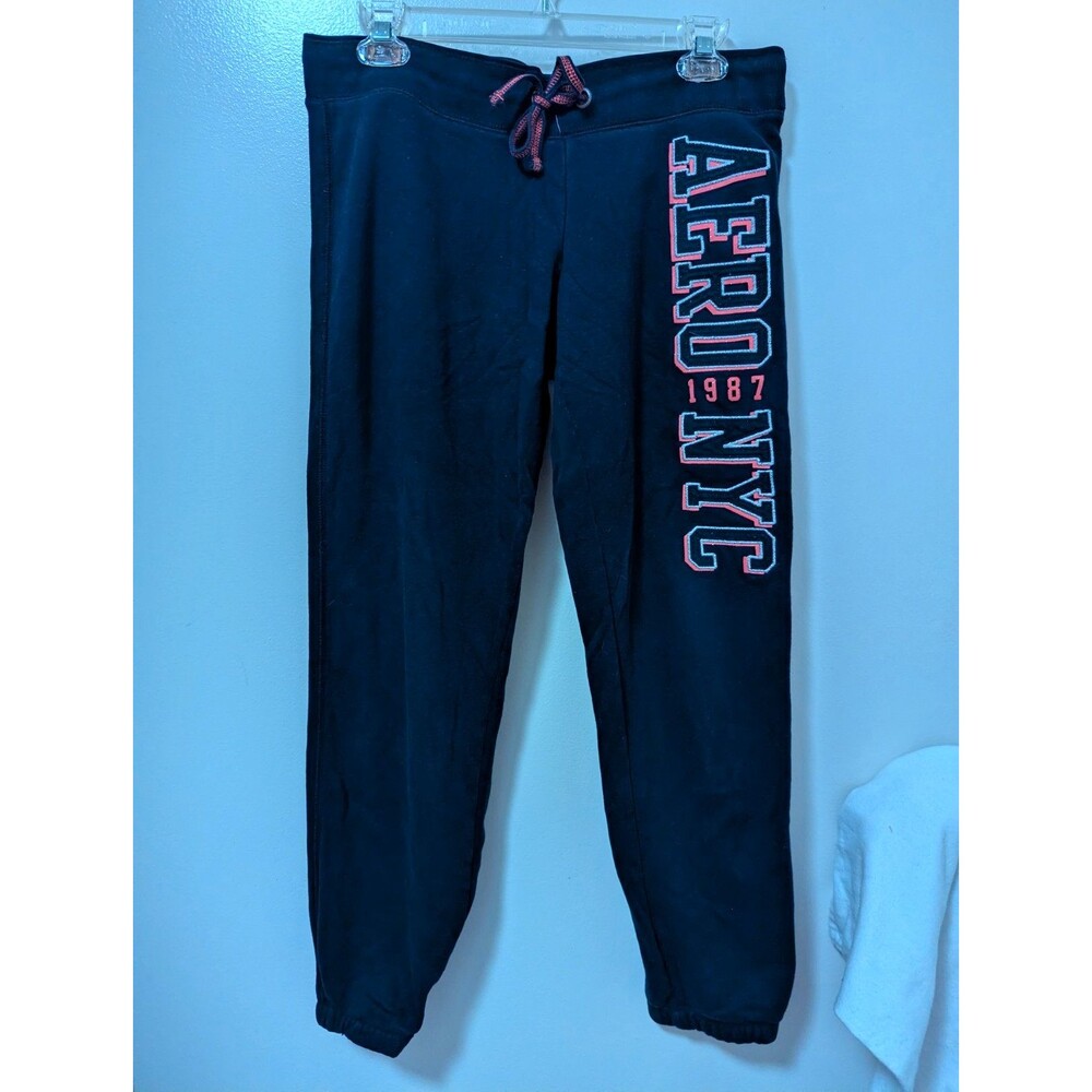 Aeropostale Women’s Blue Cotton Blend Sweatpants Logo Drawstring Elastic S